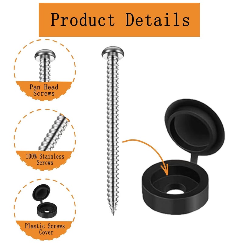 Taefaba 24 Set 3 Inch Shutter Screws and Caps, Shutter Screws with Caps for Windows Outside Shutter Caps for Shutter Railings Furniture (48pcs) - Image 5